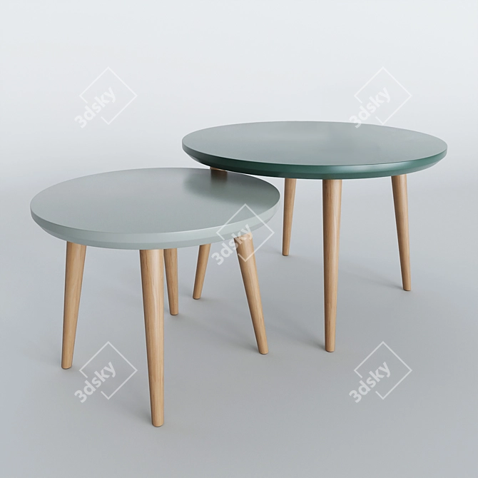 Colorful Set of 2 Coffee Tables, Various Sizes 3D model image 4