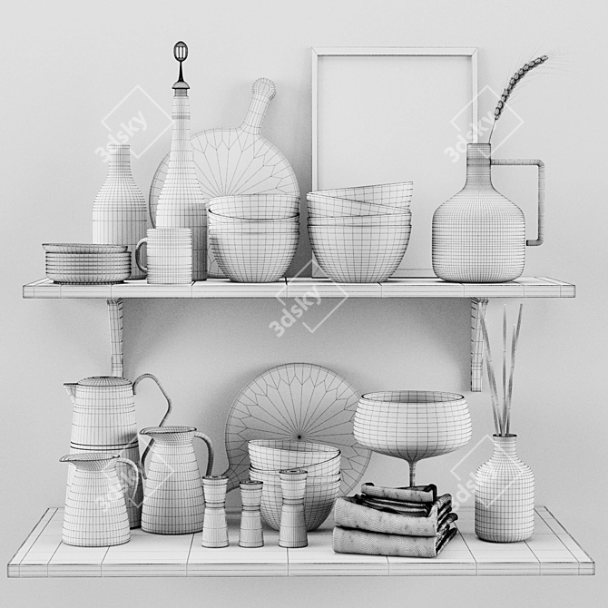 Elegant Kitchen Decor Set 3D model image 4