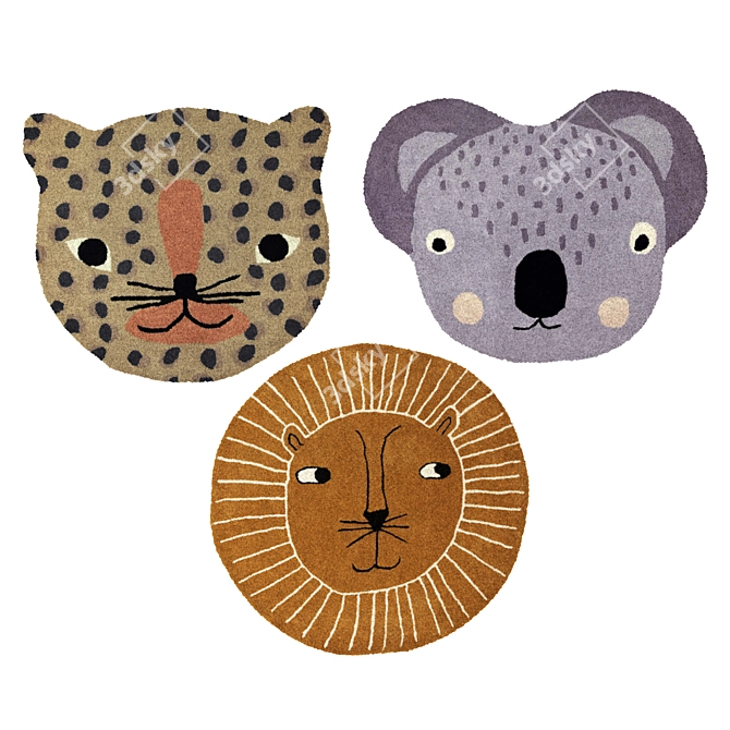 OYOY Animal Rugs Collection 3D model image 1