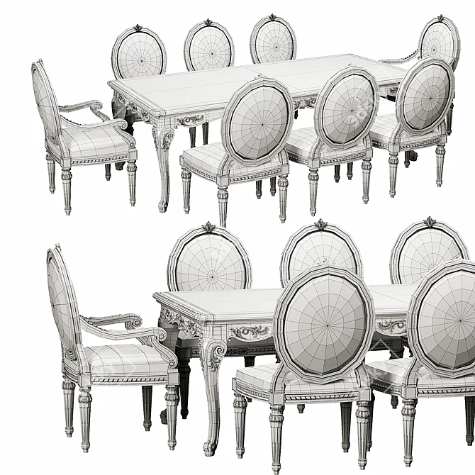Andrea Fanfani Pranzo Classic Dining Table 3D model image 5