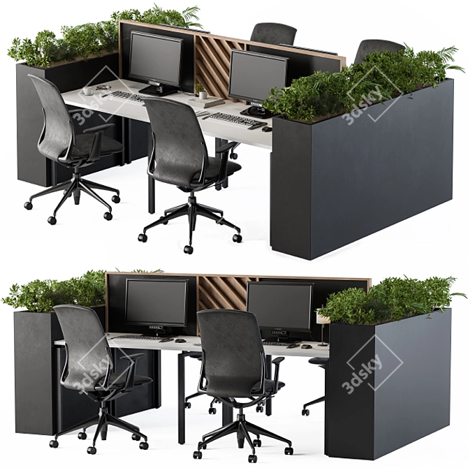 Elegant Black Desk Planter 3D model image 1