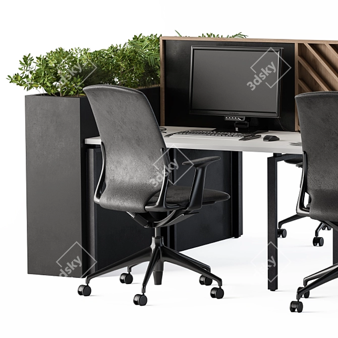 Elegant Black Desk Planter 3D model image 2