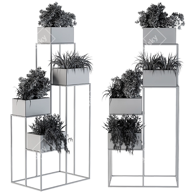 Modern Black Box Plant Stand 3D model image 1