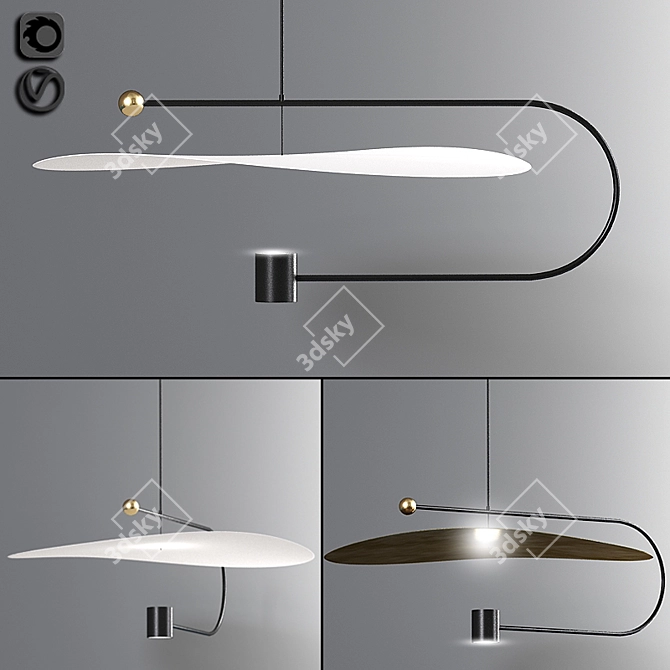  Modern Float Wide Pendant Light 3D model image 1