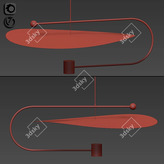  Modern Float Wide Pendant Light 3D model image 2