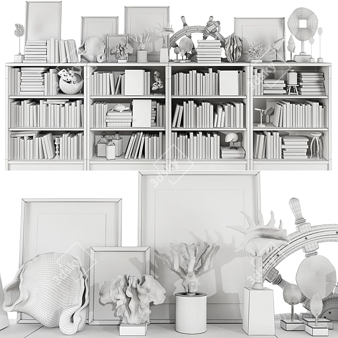 Sleek Shadow Bookshelf Set 3D model image 5