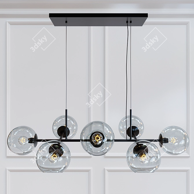 Gleaming Glass 8-Light Chandelier 3D model image 1