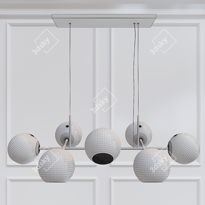 Gleaming Glass 8-Light Chandelier 3D model image 2