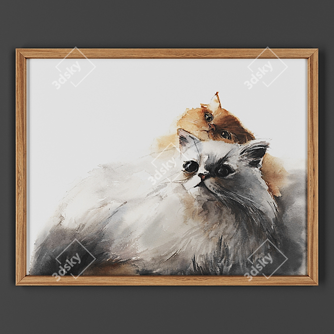 Wooden Framed Artwork 3D model image 1