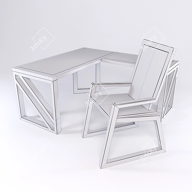 Modern Loft Table & Chair Set 3D model image 2