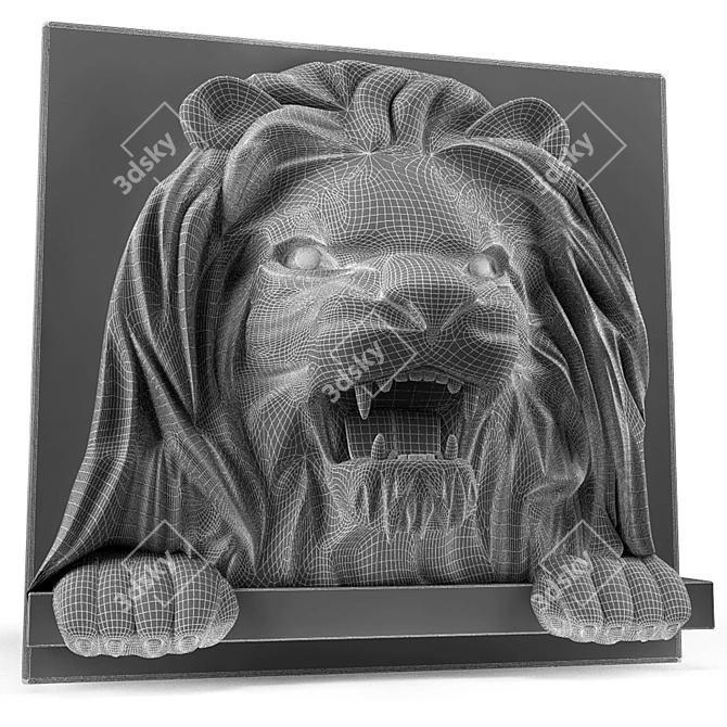  Majestic Lion Sculpture 3D model image 1