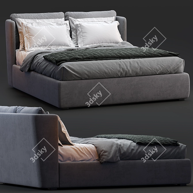 Elegant Meridiani KIRA Bed 3D model image 2