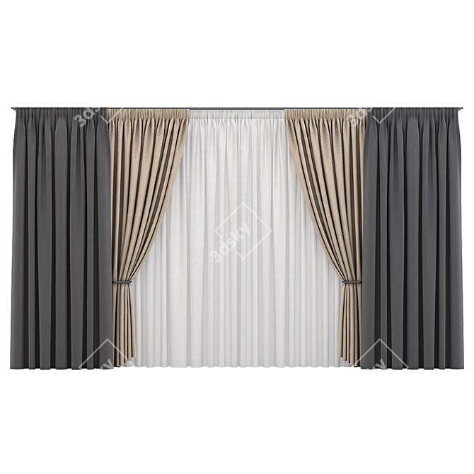 Elegant Window Curtains 3D model image 1