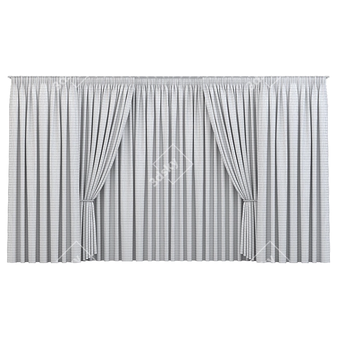 Elegant Window Curtains 3D model image 3