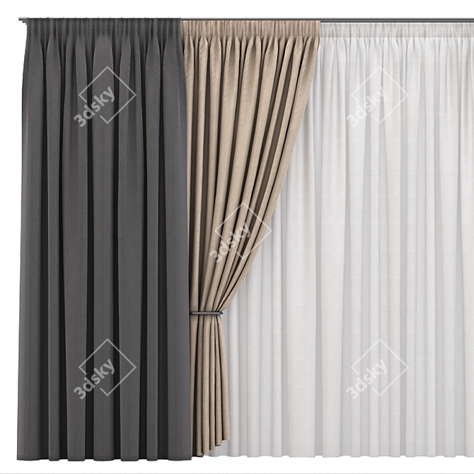 Elegant Window Curtains 3D model image 4