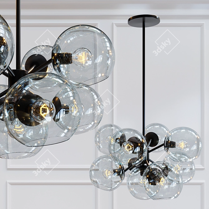 Title: Gleaming Glass Orb Chandelier 3D model image 1