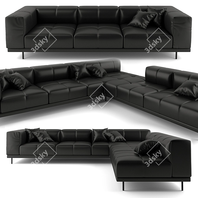 Luxury Leather Sofa 3D model image 1