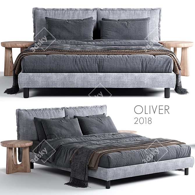 Luxury Meridiani Oliver Bed 3D model image 1