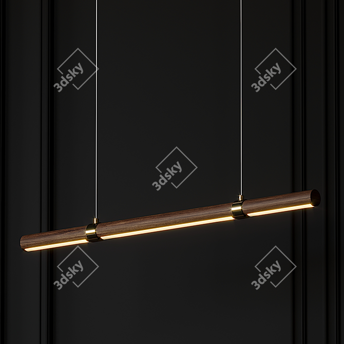 Sleek Wood LED Pendant 3D model image 2