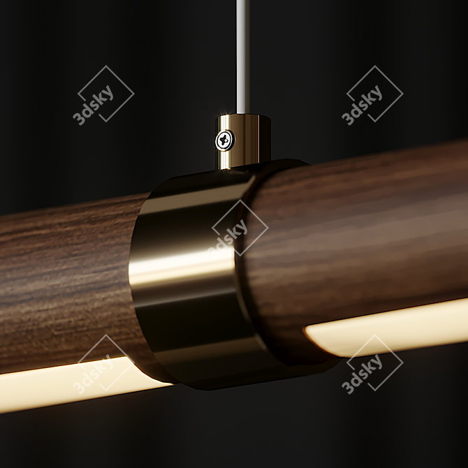 Sleek Wood LED Pendant 3D model image 3