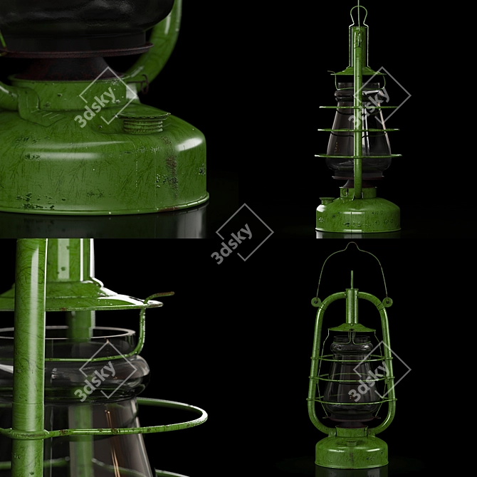 Title: Vintage Soviet "Bat" Kerosene Lamp 3D model image 8