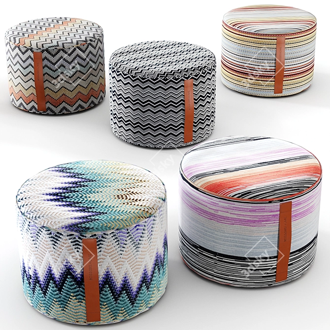 Missoni Home Chic Poufs 3D model image 1