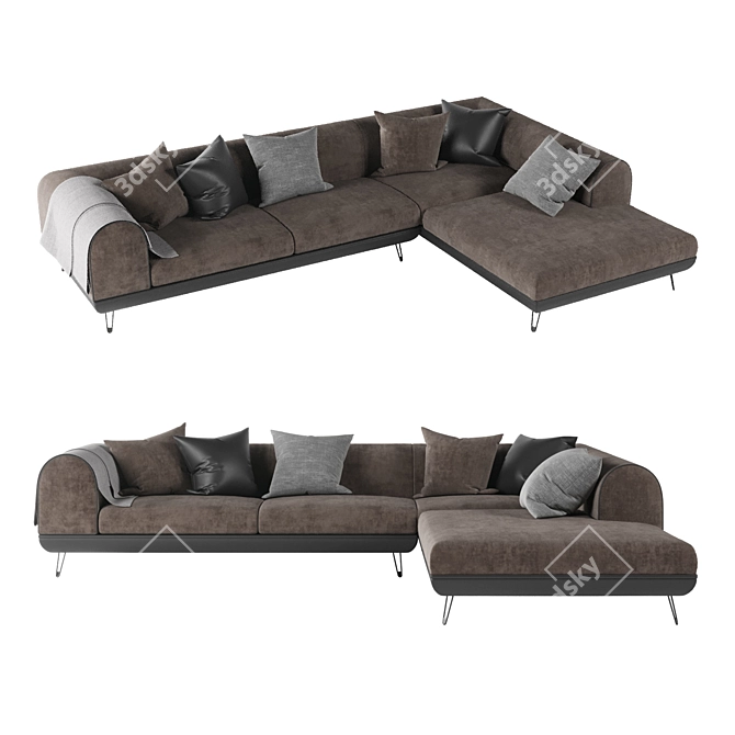 Modern Linear Shore Sectional Sofa 3D model image 1