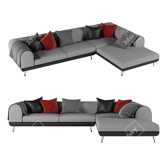 Modern Linear Shore Sectional Sofa 3D model image 3