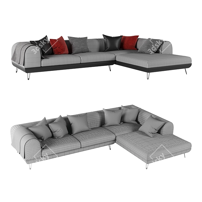 Modern Linear Shore Sectional Sofa 3D model image 4