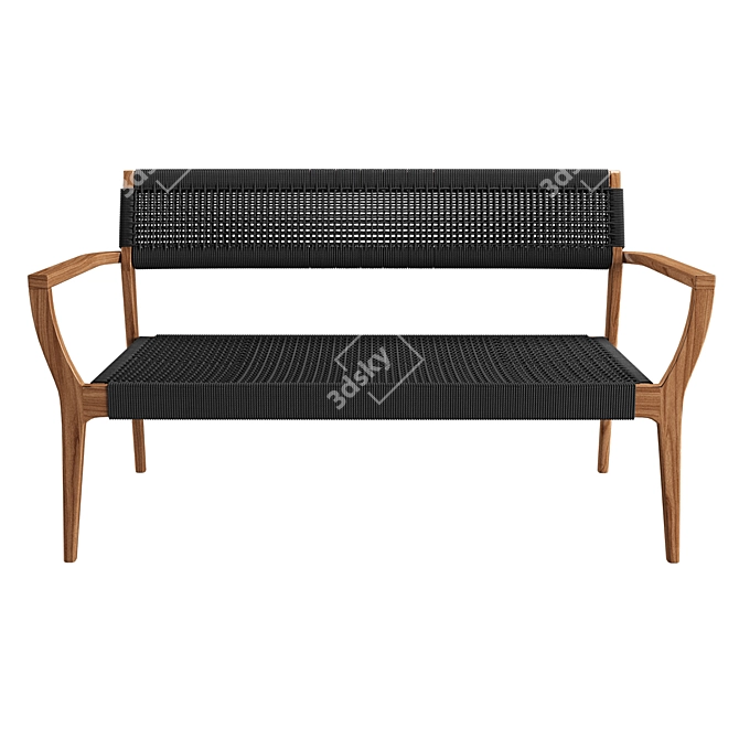 Black Woven Rope Lounge Bench 3D model image 2