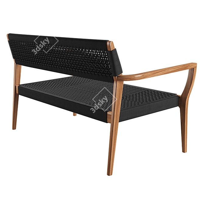 Black Woven Rope Lounge Bench 3D model image 4