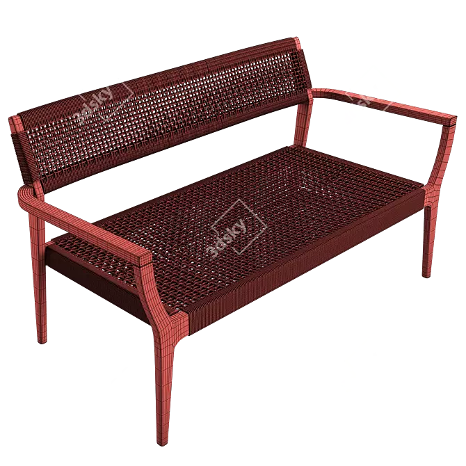 Black Woven Rope Lounge Bench 3D model image 5
