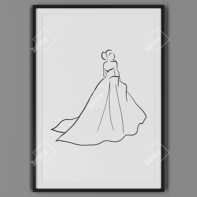 Elegant Black Framed Art 3D model image 1