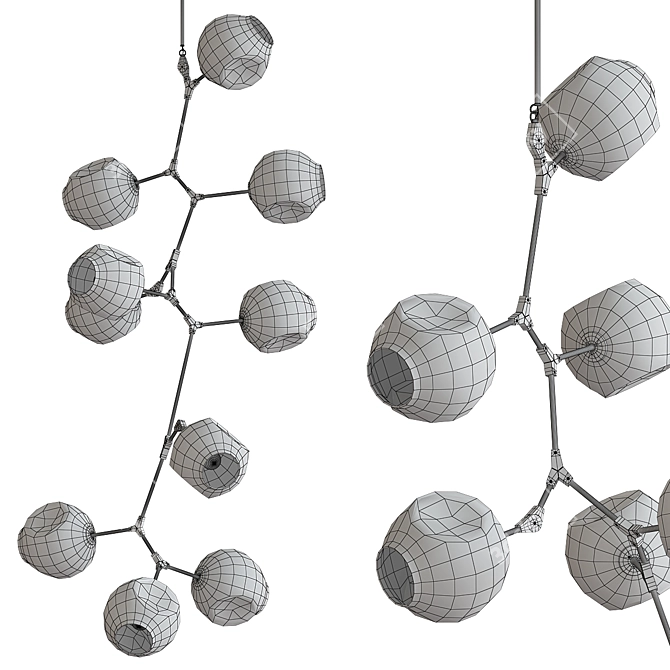 Brass Branching Bubbles Pendant 3D model image 2