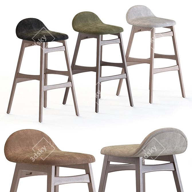 Duro 30" Upholstered Solid Wood Bar Stool 3D model image 1