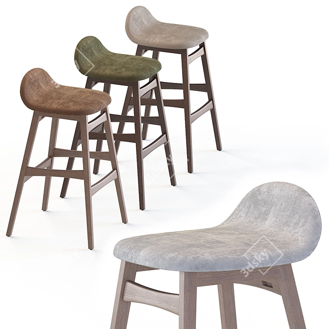 Duro 30" Upholstered Solid Wood Bar Stool 3D model image 2