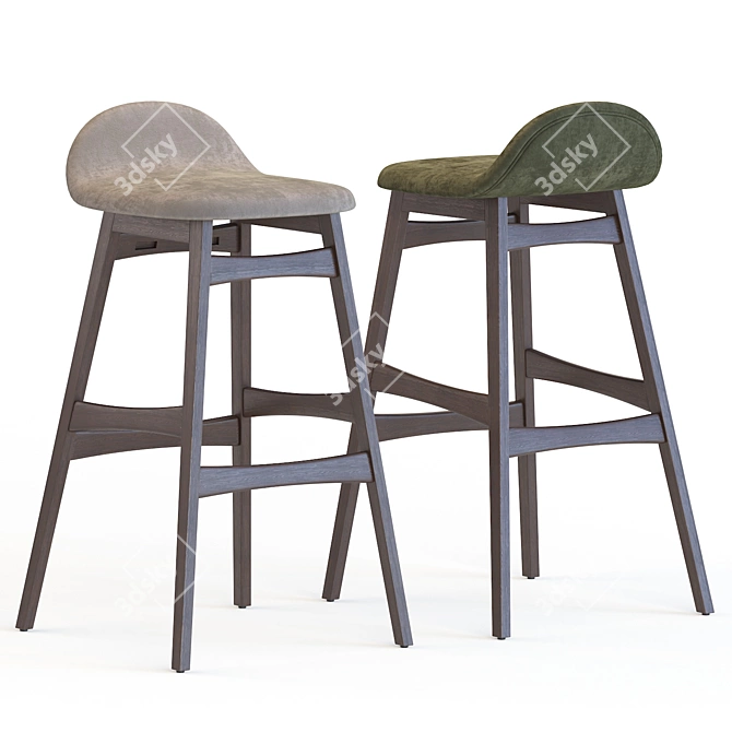 Duro 30" Upholstered Solid Wood Bar Stool 3D model image 3