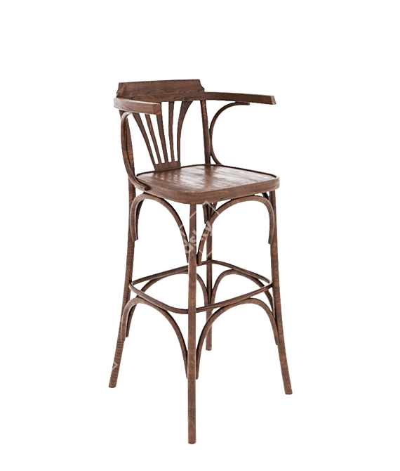 Classic Wood Bar Stool 3D model image 1