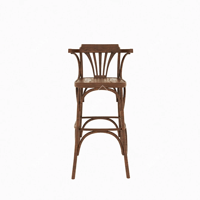 Classic Wood Bar Stool 3D model image 2