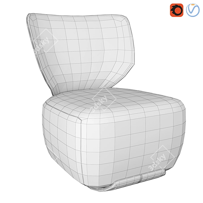 Noa Soft Blossom Armchair 3D model image 3