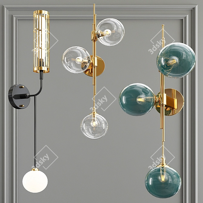 Metallic Elegance: Motel and Sway Wall Lights 3D model image 1