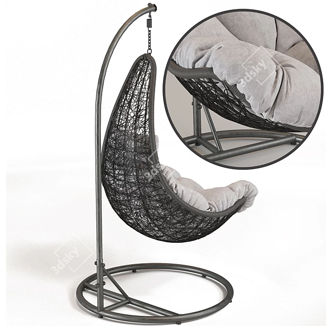 Modern Synthetic Fiber Hanging Chair 3D model image 3