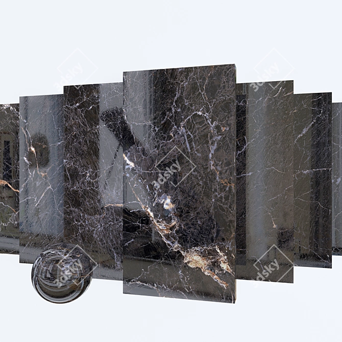 Elegant Black Marble Set 3D model image 1