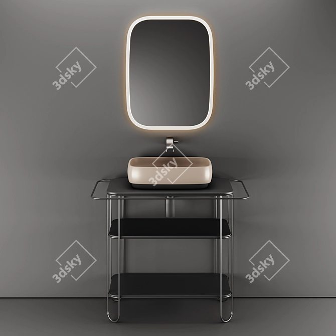 Sleek Ceramic Washbasin - Flaminia Flag 50 3D model image 3