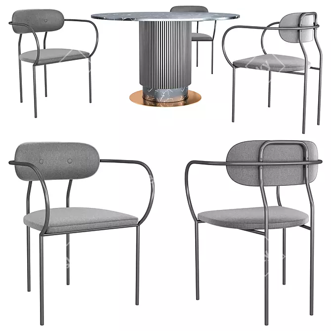 Modern Dining Set: Table & Chair 3D model image 1