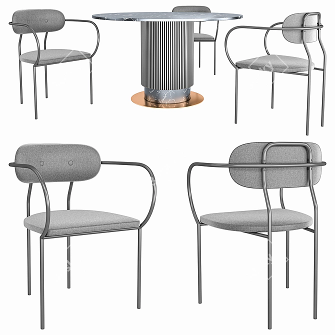 Modern Dining Set: Table & Chair 3D model image 5