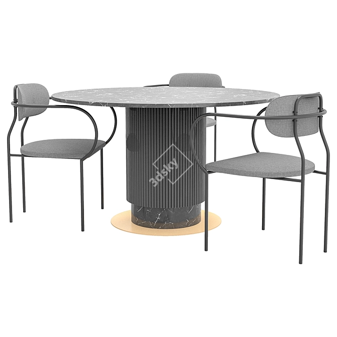 Modern Dining Set: Table & Chair 3D model image 6