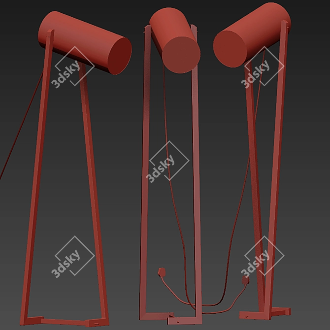 Rustic Wood Base Floor Lamp 3D model image 2