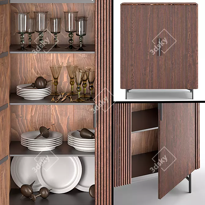 RIGADIN Oak Buffet with Curved Doors 3D model image 4