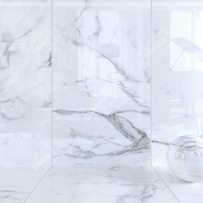 Legacy White Wall Tiles: Multi-Texture, High-Quality Design 3D model image 1